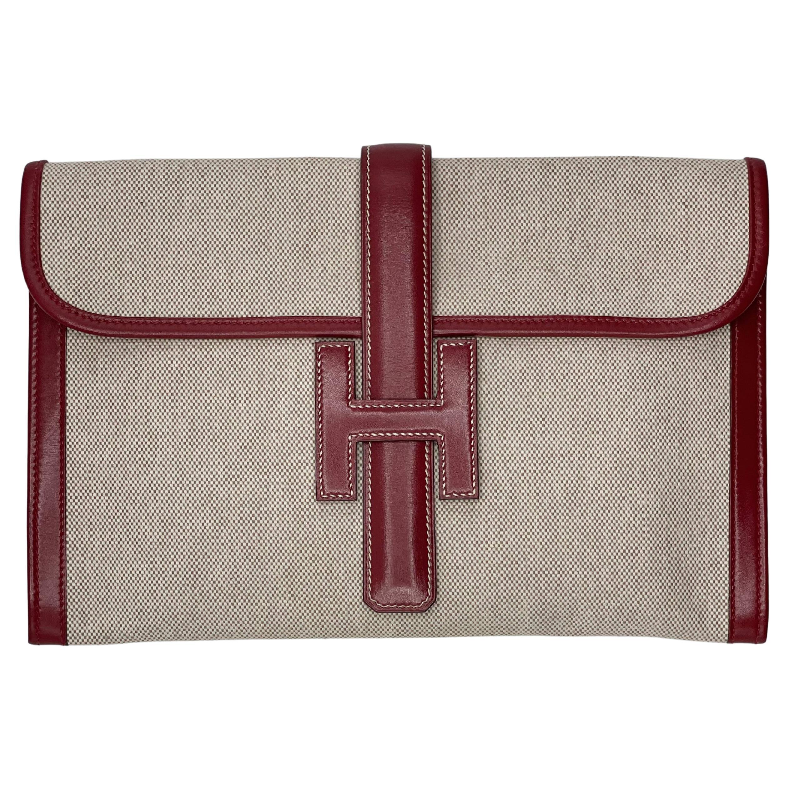 Hermès Vintage Jige Toile Burgundy 29 For Sale 1