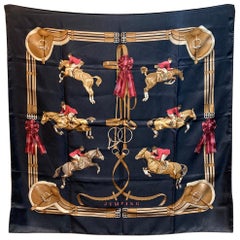 Hermes Used Jumping Silk Scarf c1970s