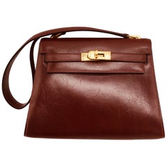 Hermes vintage Kelly 20cm Rouge H in Box leather