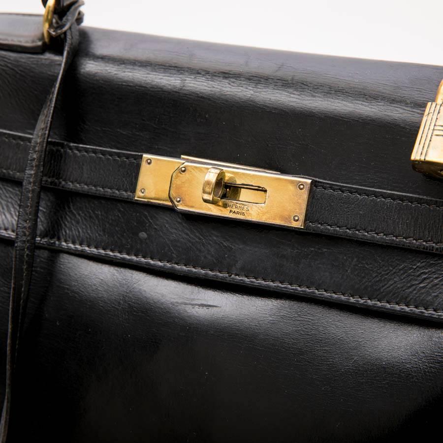 HERMES Vintage Kelly 28 Bag in Black Box Leather 3