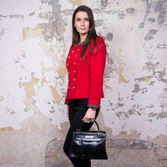 HERMES Vintage Kelly 28 Bag in Black Box Leather