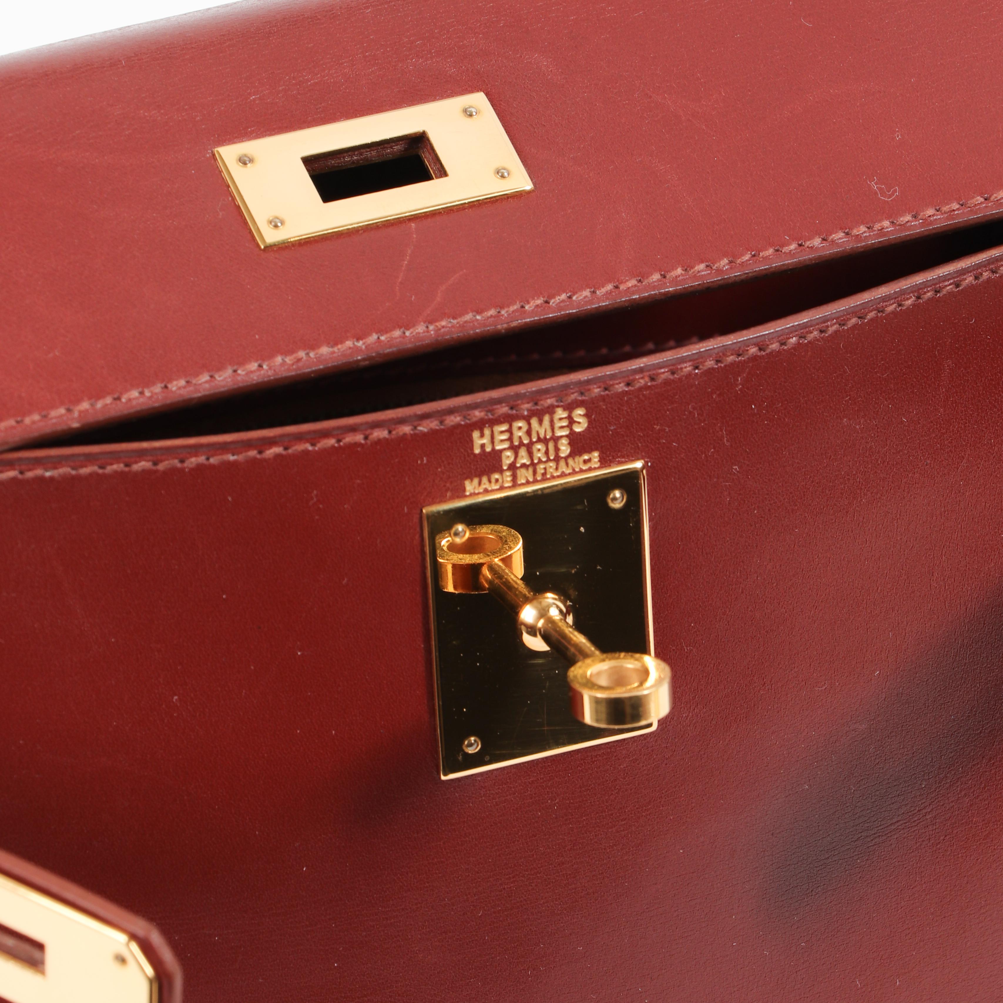Brown Hermès Vintage Kelly 28 Etrusque Box GHW
