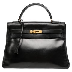 Hermès Vintage Kelly 28 Sellier Black Box GHW