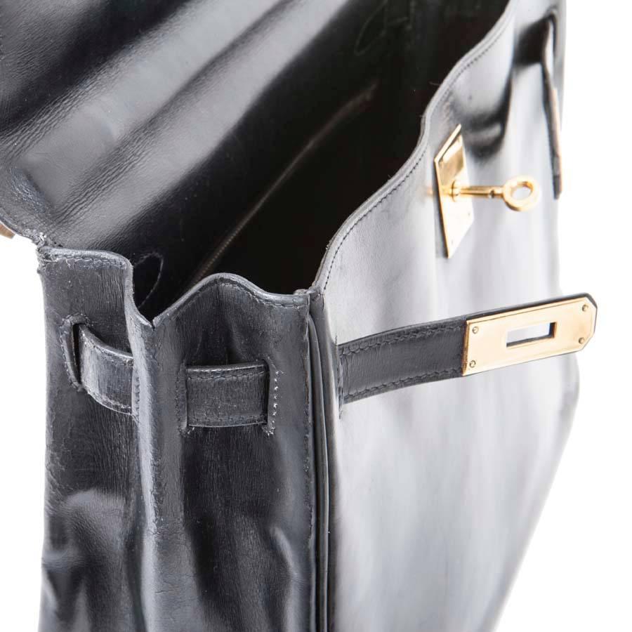 HERMES Vintage Kelly 32 Bag in Black Box Leather 1