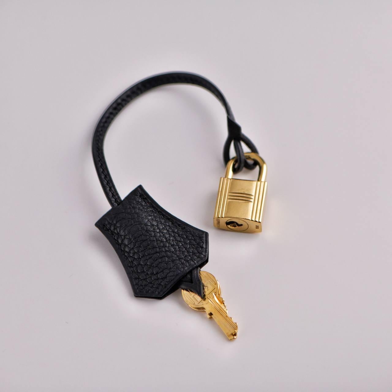 HERMÈS Vintage Kelly 32 Black Togo Retourné With Gold Hardware 1