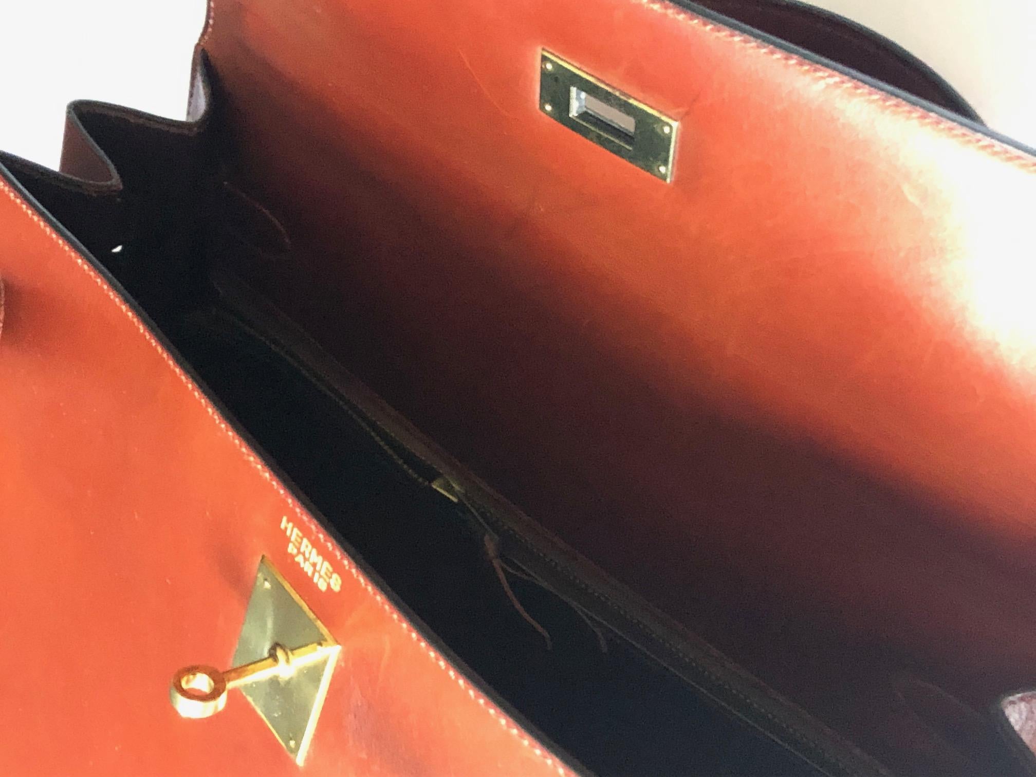 HERMÈS Vintage Kelly 32 Box Calf Sellier Leather Gold Hardware Cognac Iconic Bag 5