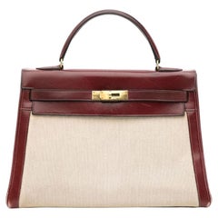 HERMÈS RARE Vintage Kelly Monaco 30cm Handbag In Brown Box Calfskin Circa  1960 For Sale at 1stDibs