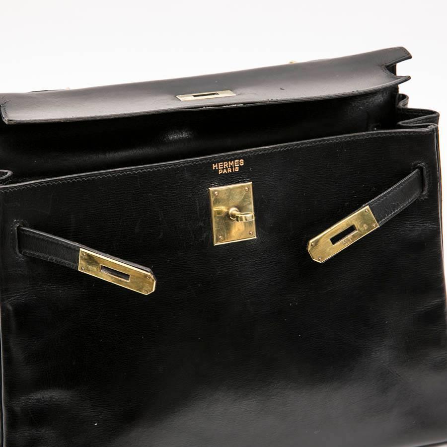 HERMES Vintage Kelly 32 in Black Box Leather 7