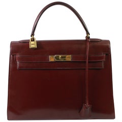 Hermes Vintage Kelly 32 in Burgundy Leather