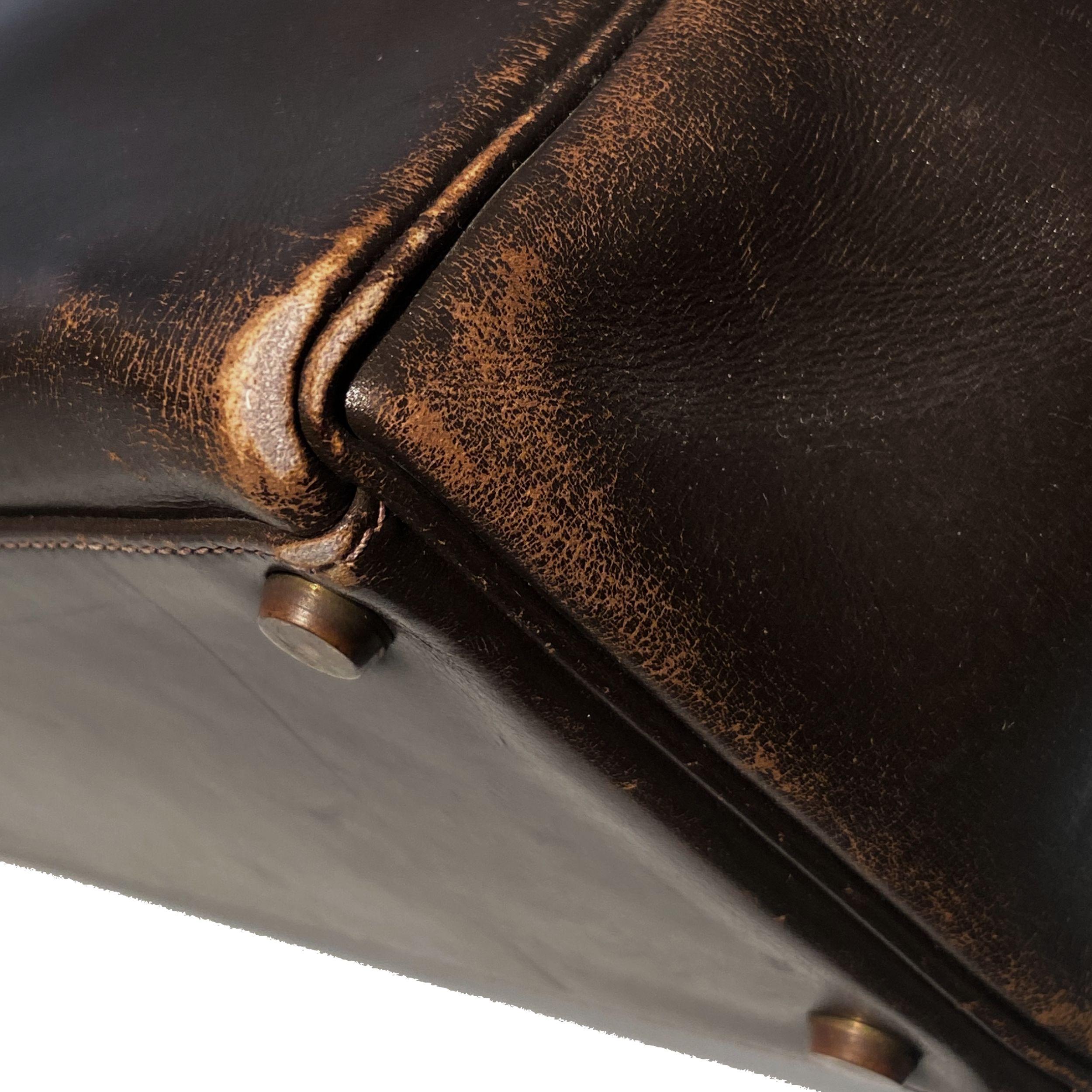 Hermès Vintage Kelly 32 Retourne Brown Box GHW 5