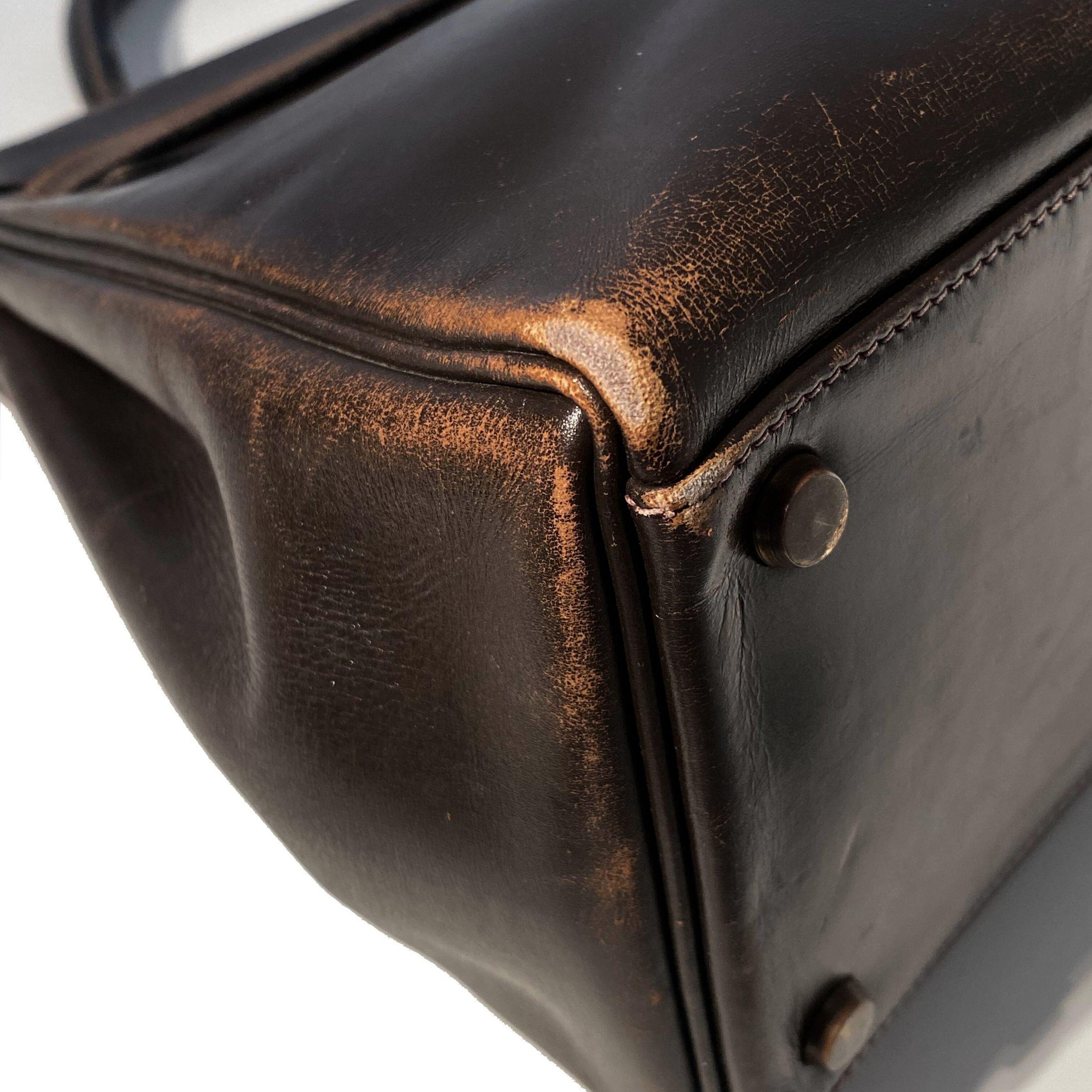 Hermès Vintage Kelly 32 Retourne Brown Box GHW 6
