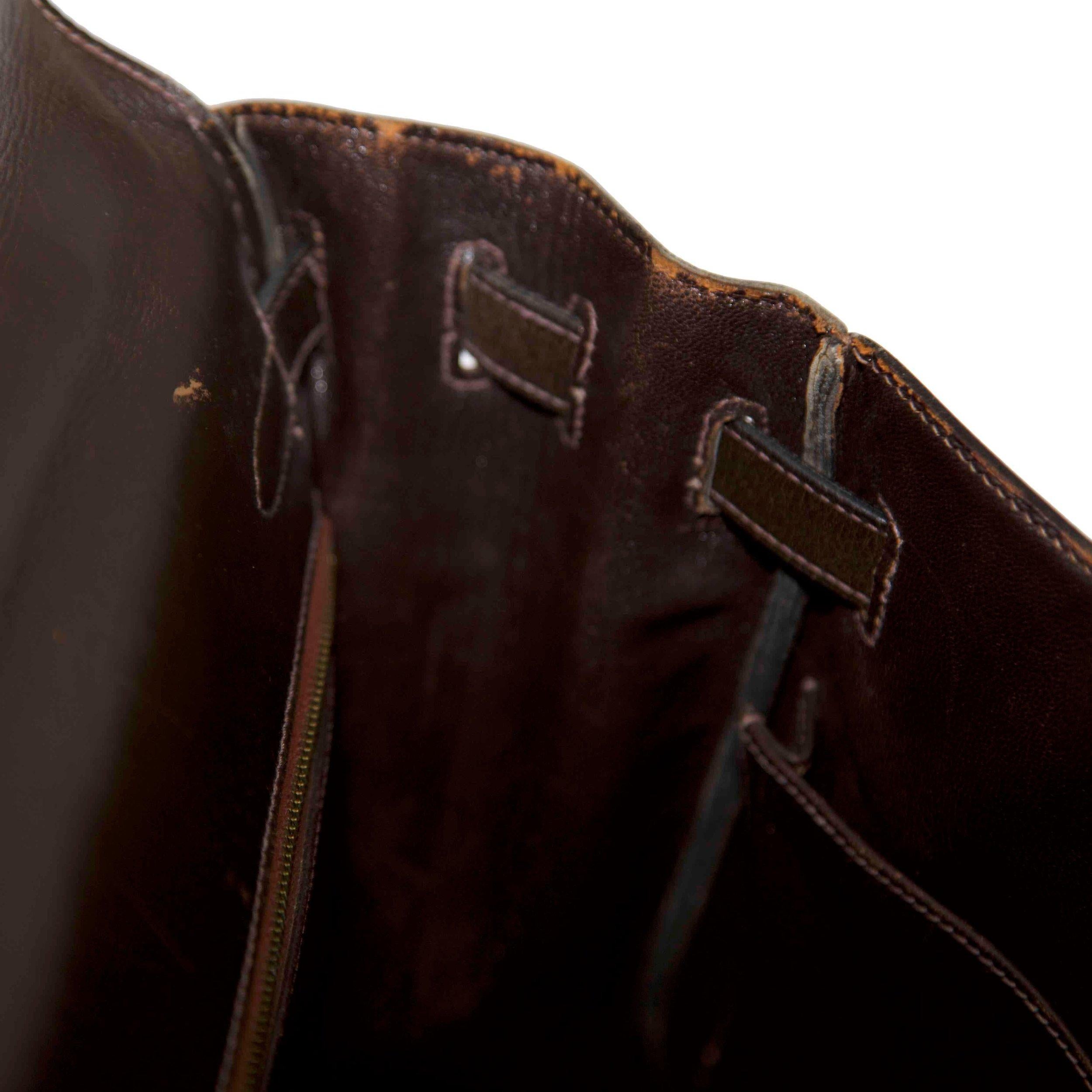Hermès Vintage Kelly 32 Retourne Brown Box GHW 3