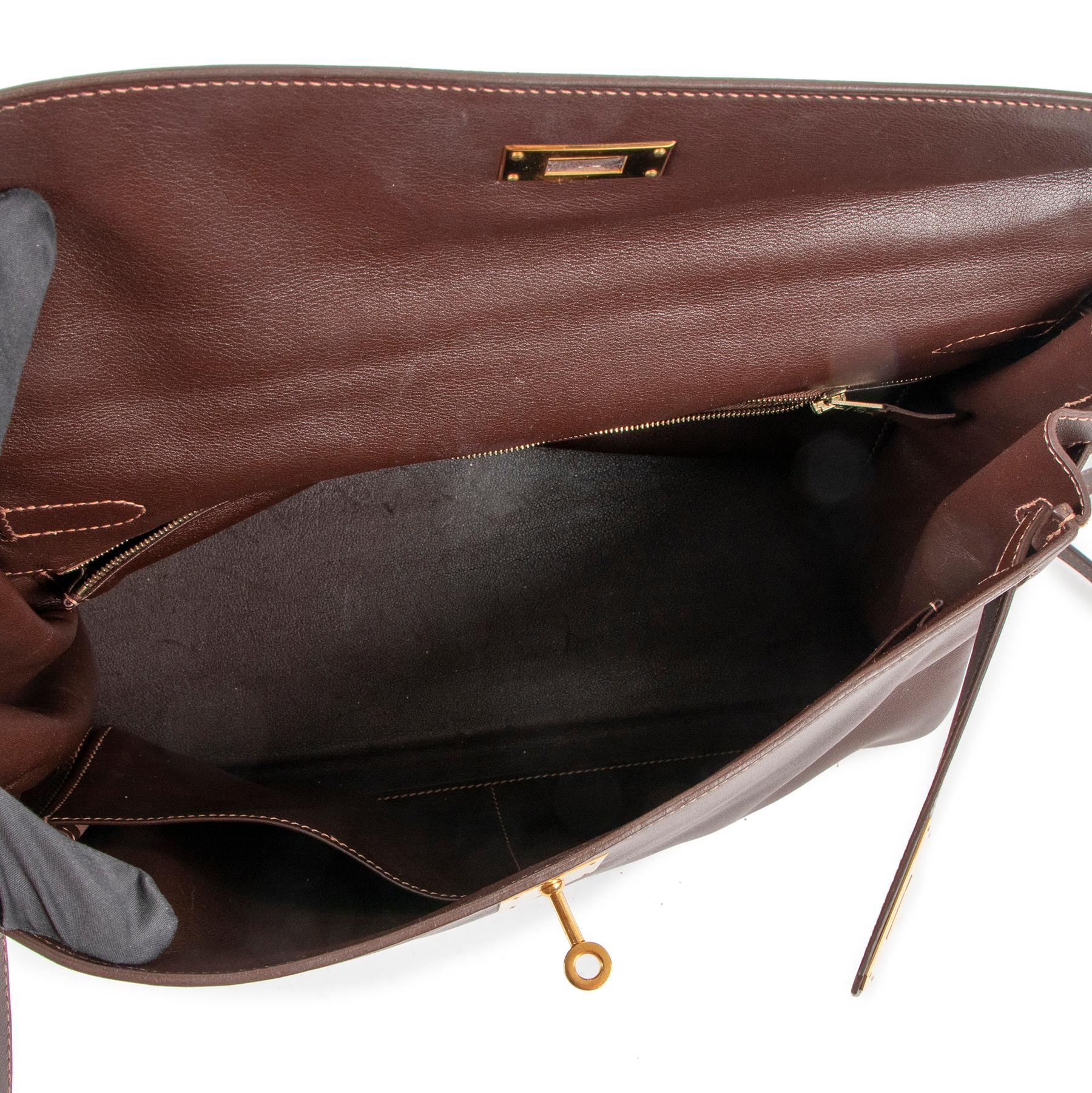 Women's or Men's Hermès Vintage Kelly 35 Gulliver Havane GHW