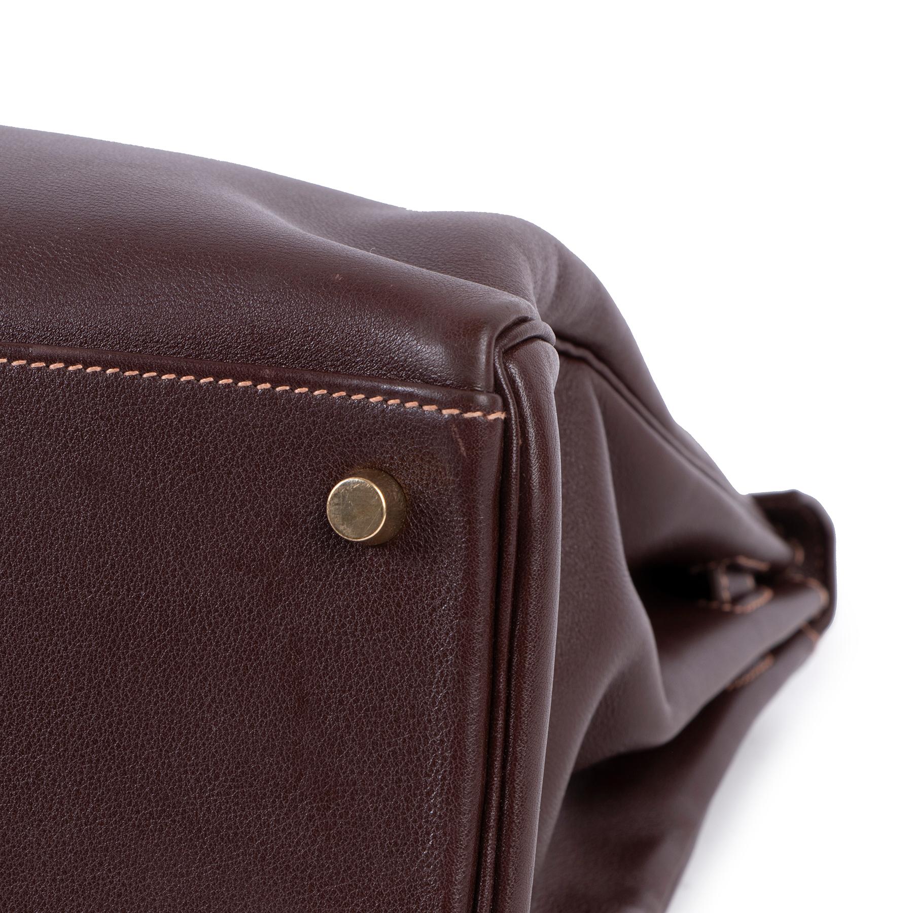 Hermès Vintage Kelly 35 Gulliver Havane GHW 4