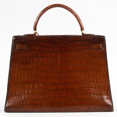 Hermès Vintage Kelly 35 Porosus Crocodile Miel GHW