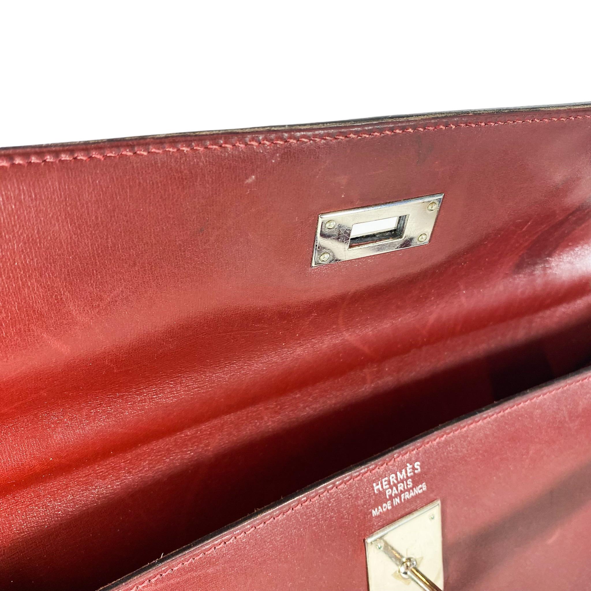 Hermes Vintage Kelly 35cm Retourne Rouge H Box Leather Palladium Hardware  11