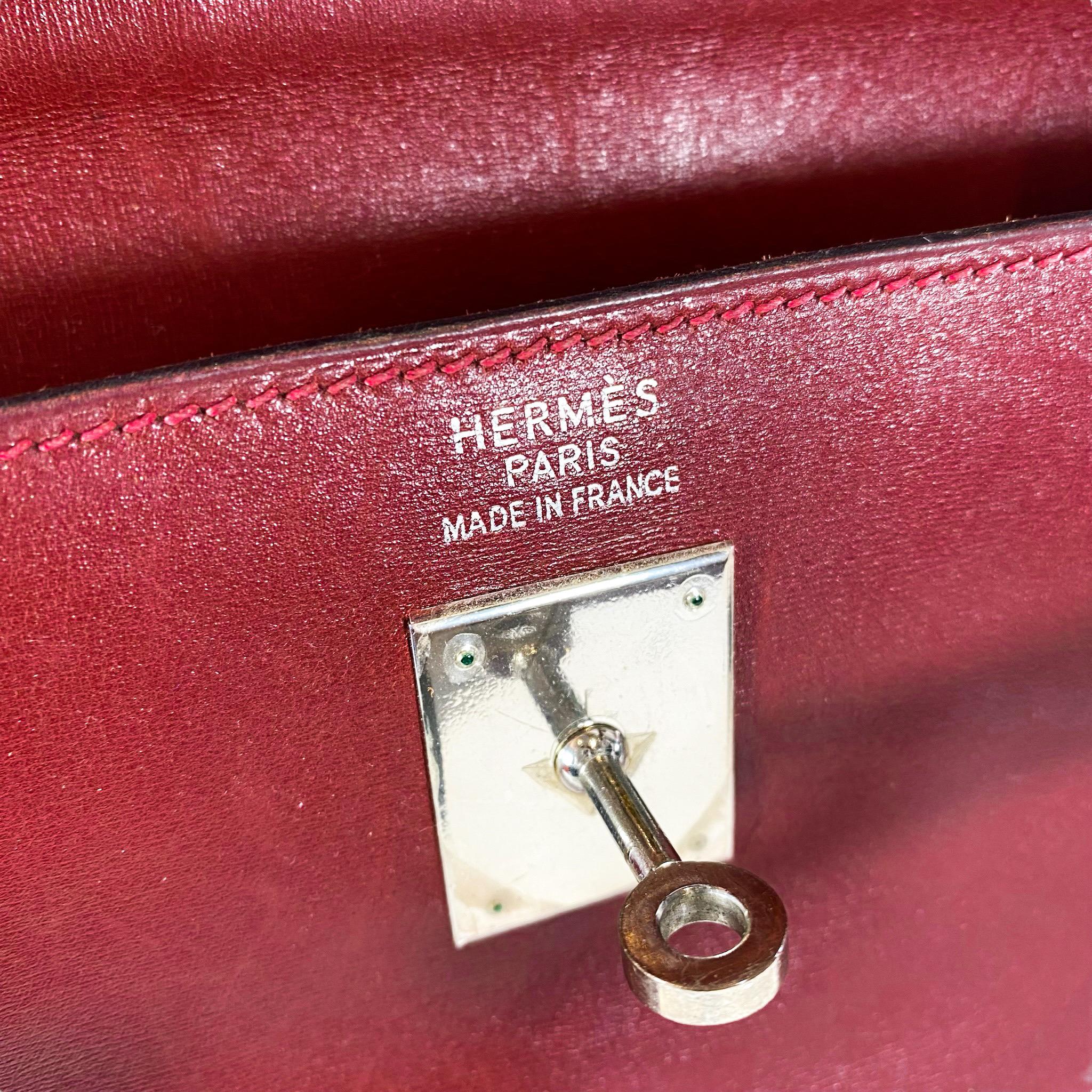 Hermes Vintage Kelly 35cm Retourne Rouge H Box Leather Palladium Hardware  12