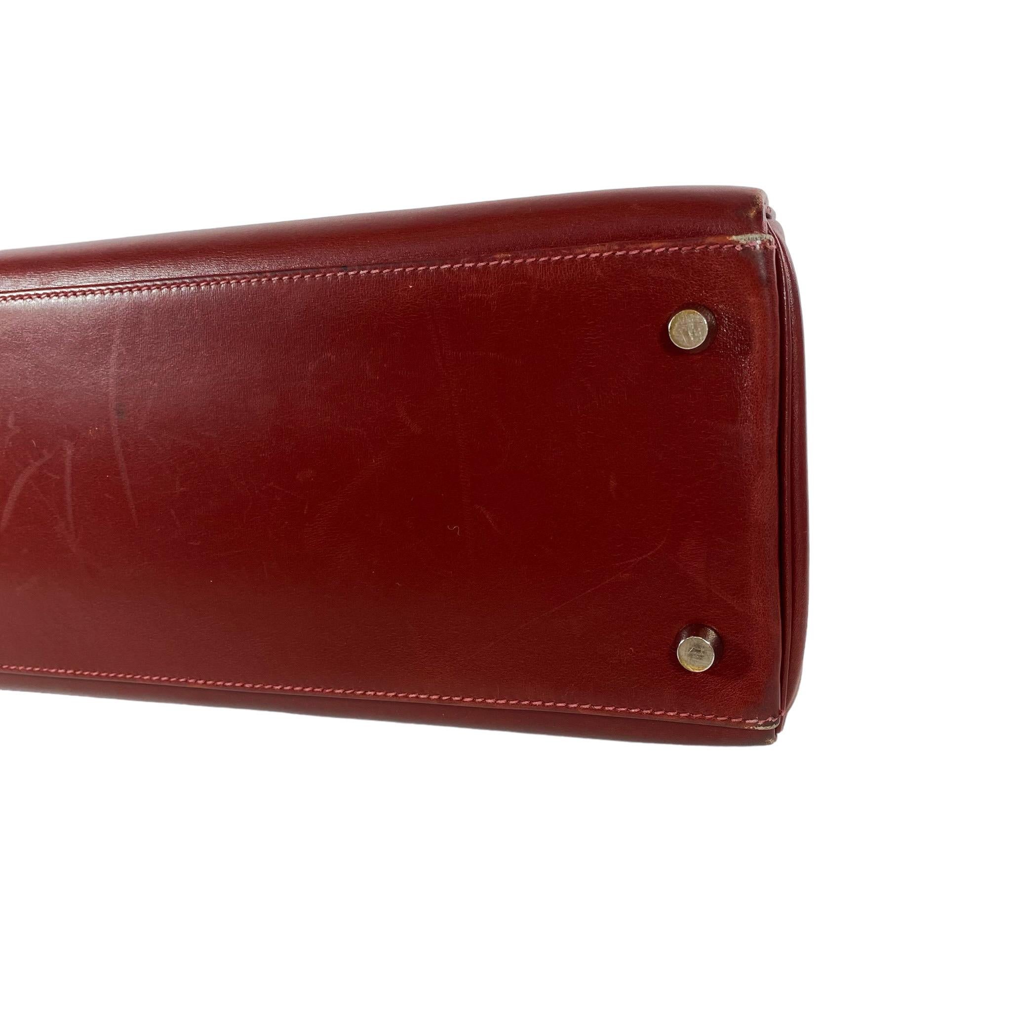 Hermes Vintage Kelly 35cm Retourne Rouge H Box Leather Palladium Hardware  1