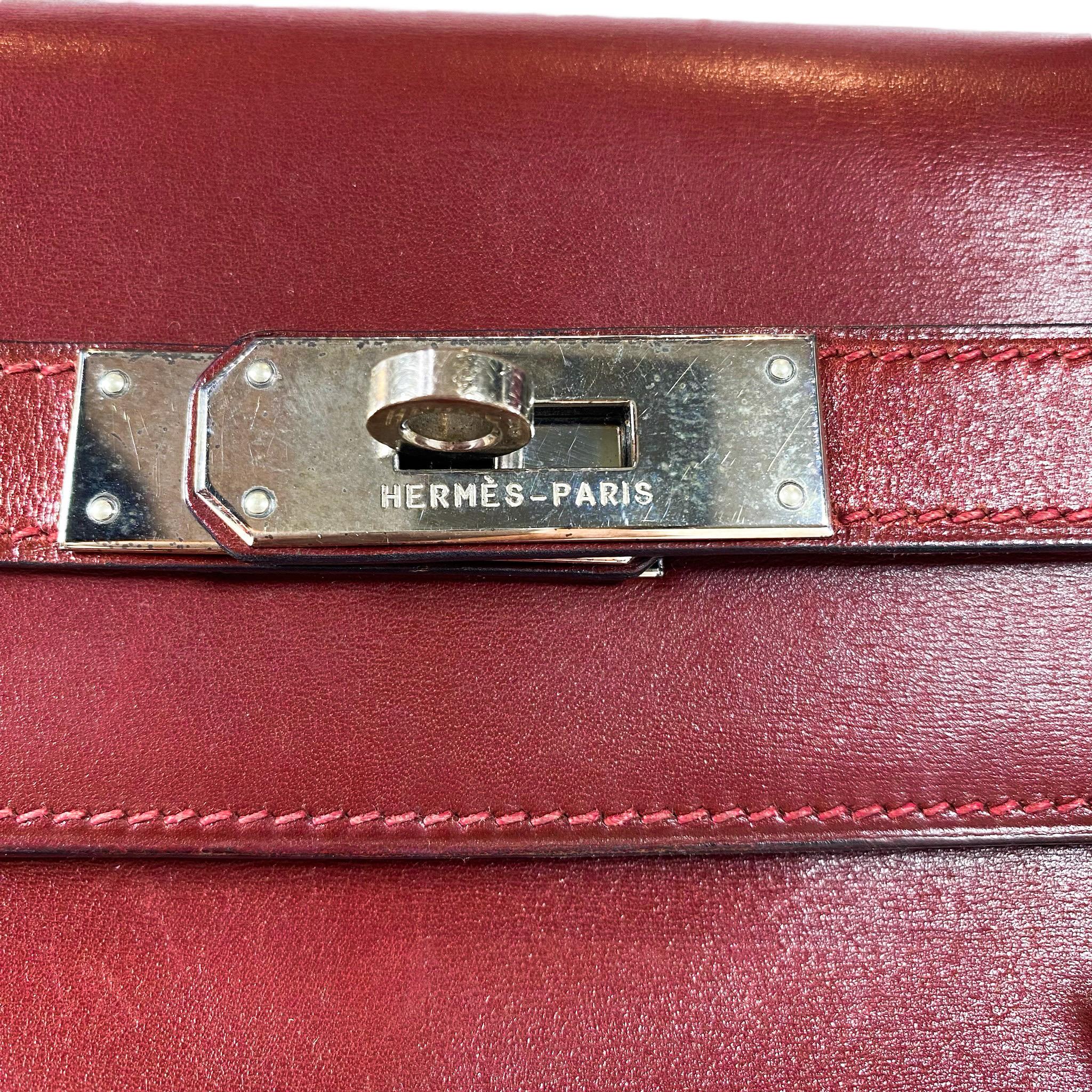 Hermes Vintage Kelly 35cm Retourne Rouge H Box Leather Palladium Hardware  3