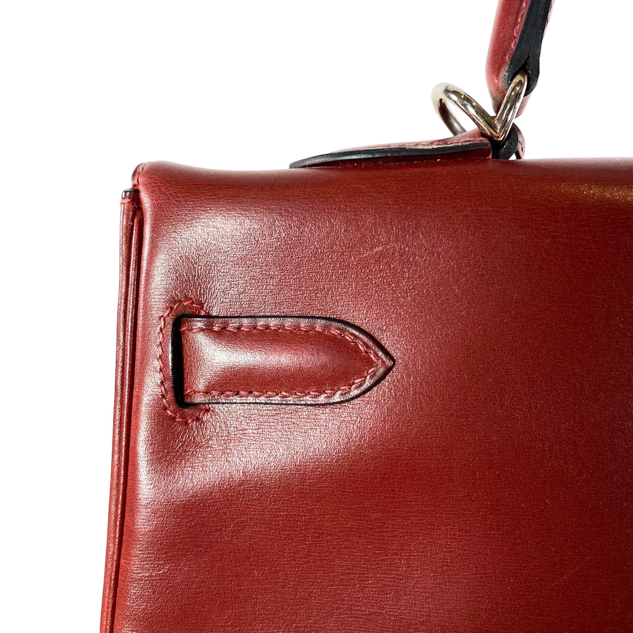 Hermes Vintage Kelly 35cm Retourne Rouge H Box Leather Palladium Hardware  4