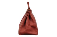 Hermes Vintage Kelly 50 Red Bordeaux Gold Hardware Travel Carry On Duffle Bag