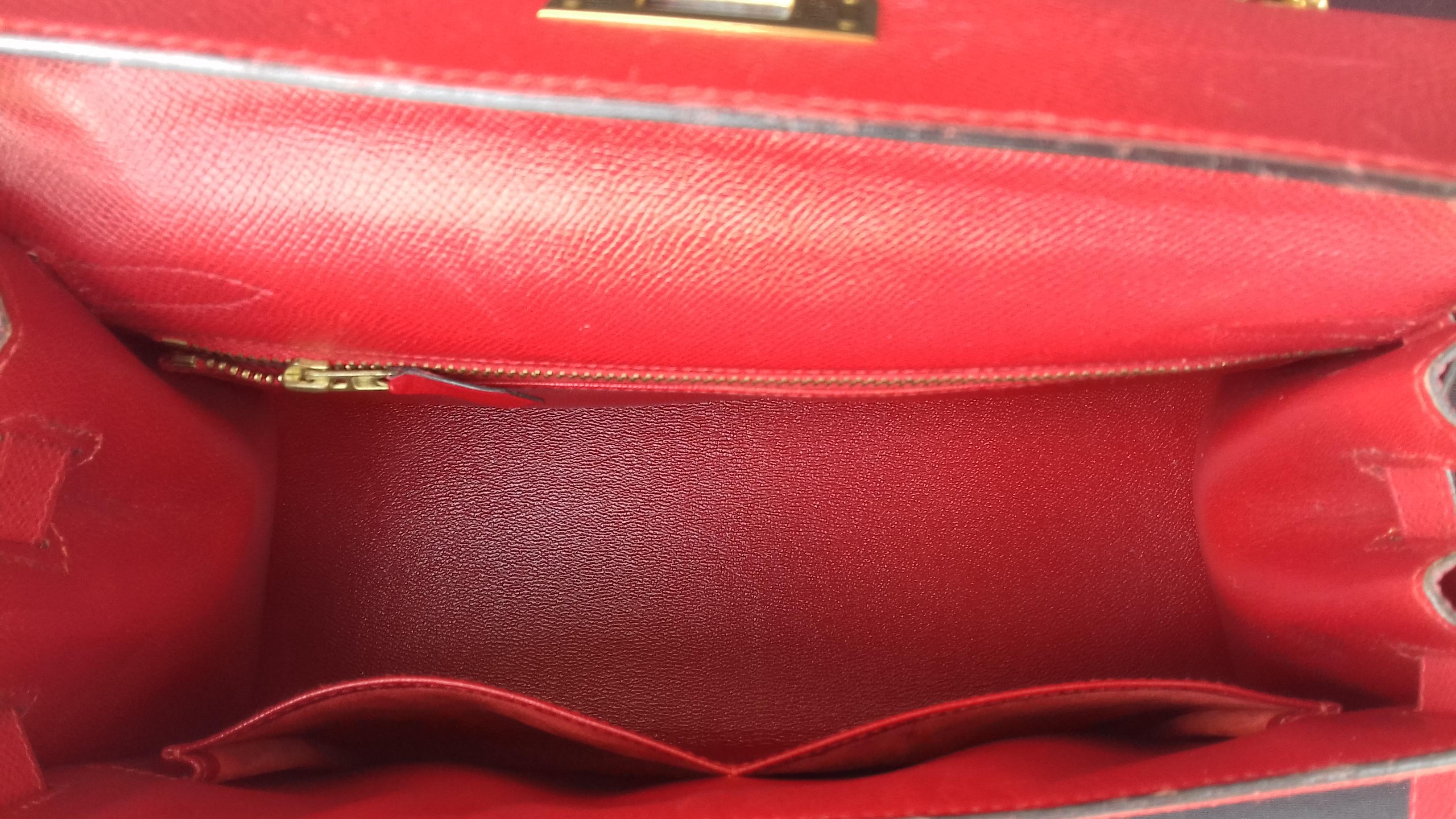 Hermès Vintage Kelly Bag Sellier Courchevel Rouge Vif Gold Hdw 28 cm 11