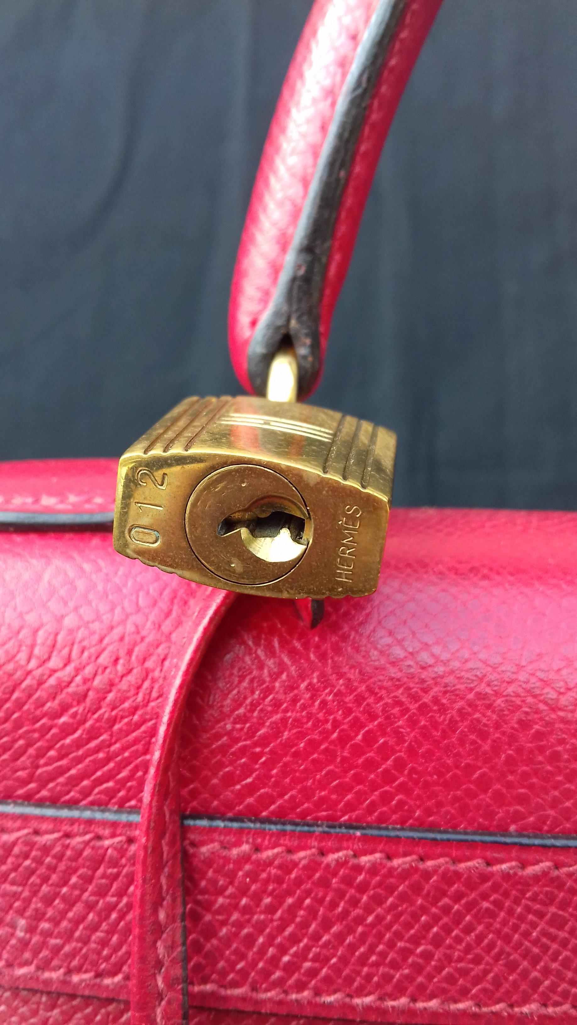 Hermès Vintage Kelly Bag Sellier Courchevel Rouge Vif Gold Hdw 28 cm 13