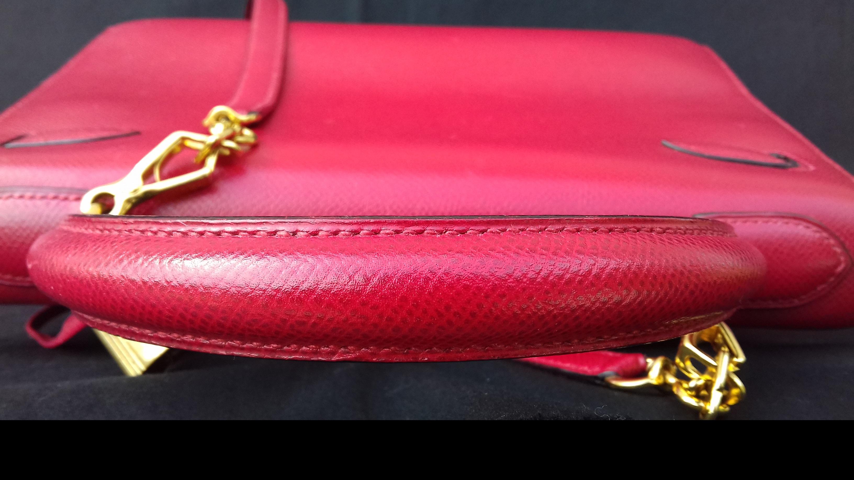 Hermès Vintage Kelly Bag Sellier Courchevel Rouge Vif Gold Hdw 28 cm at ...