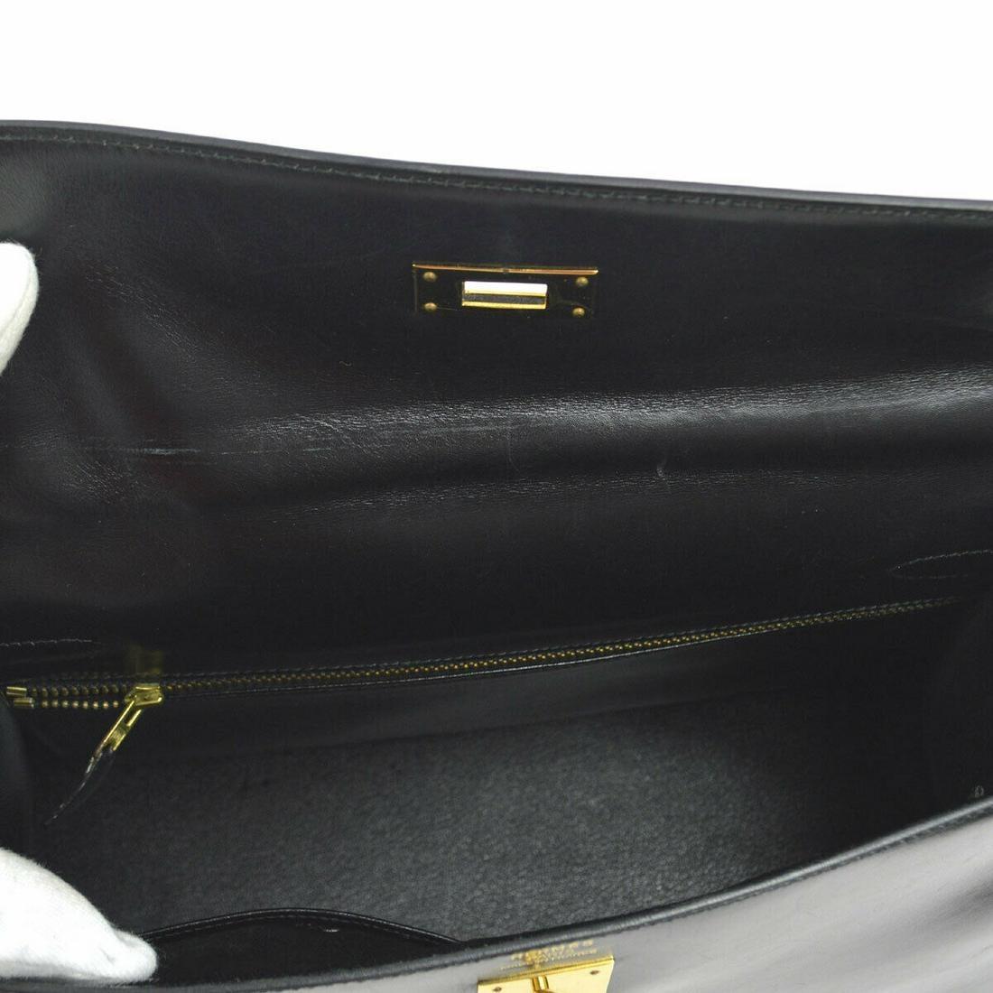 Hermes Vintage Kelly Handbag Noir Black Box Calf with Gold Hardware 32, 1991. 3