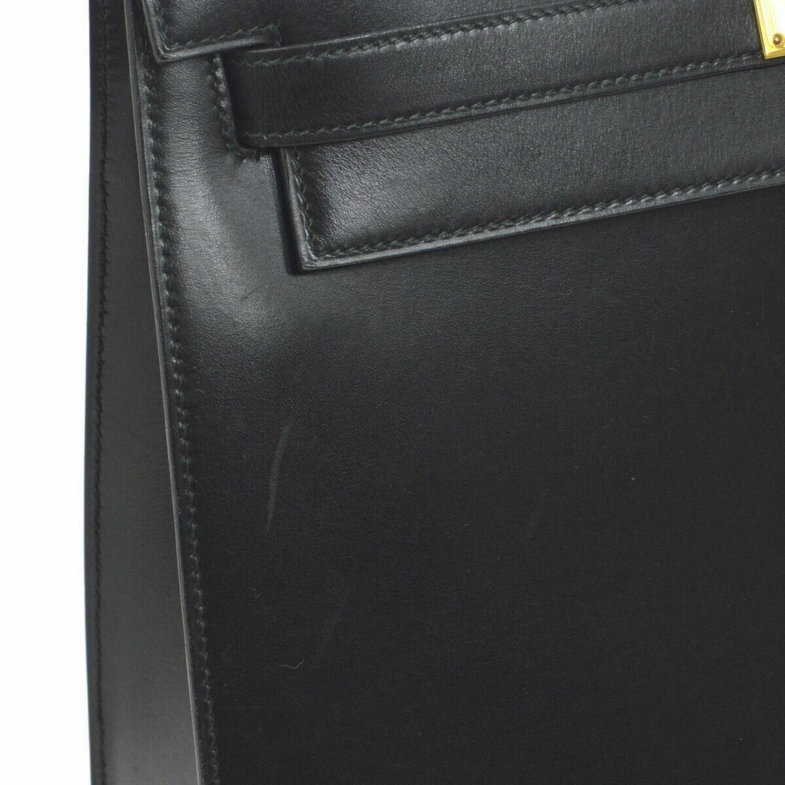 Hermes Vintage Kelly Handbag Noir Black Box Calf with Gold Hardware 32, 1991. 1