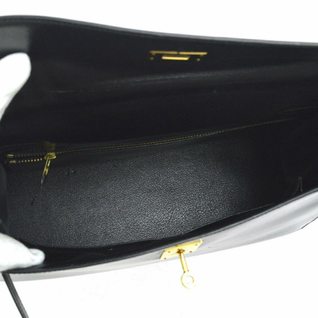 Hermes Vintage Kelly Handbag Noir Black Box Calf with Gold Hardware 32, 1991. 2