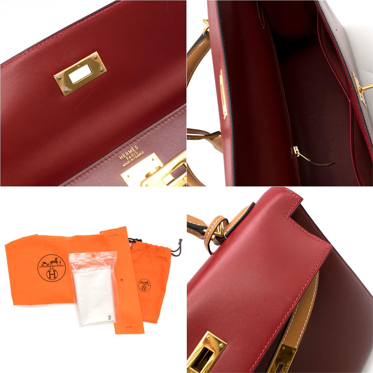 Hermes Vintage Kelly Sellier 28 Tri-Colour Box Leather Bag 2