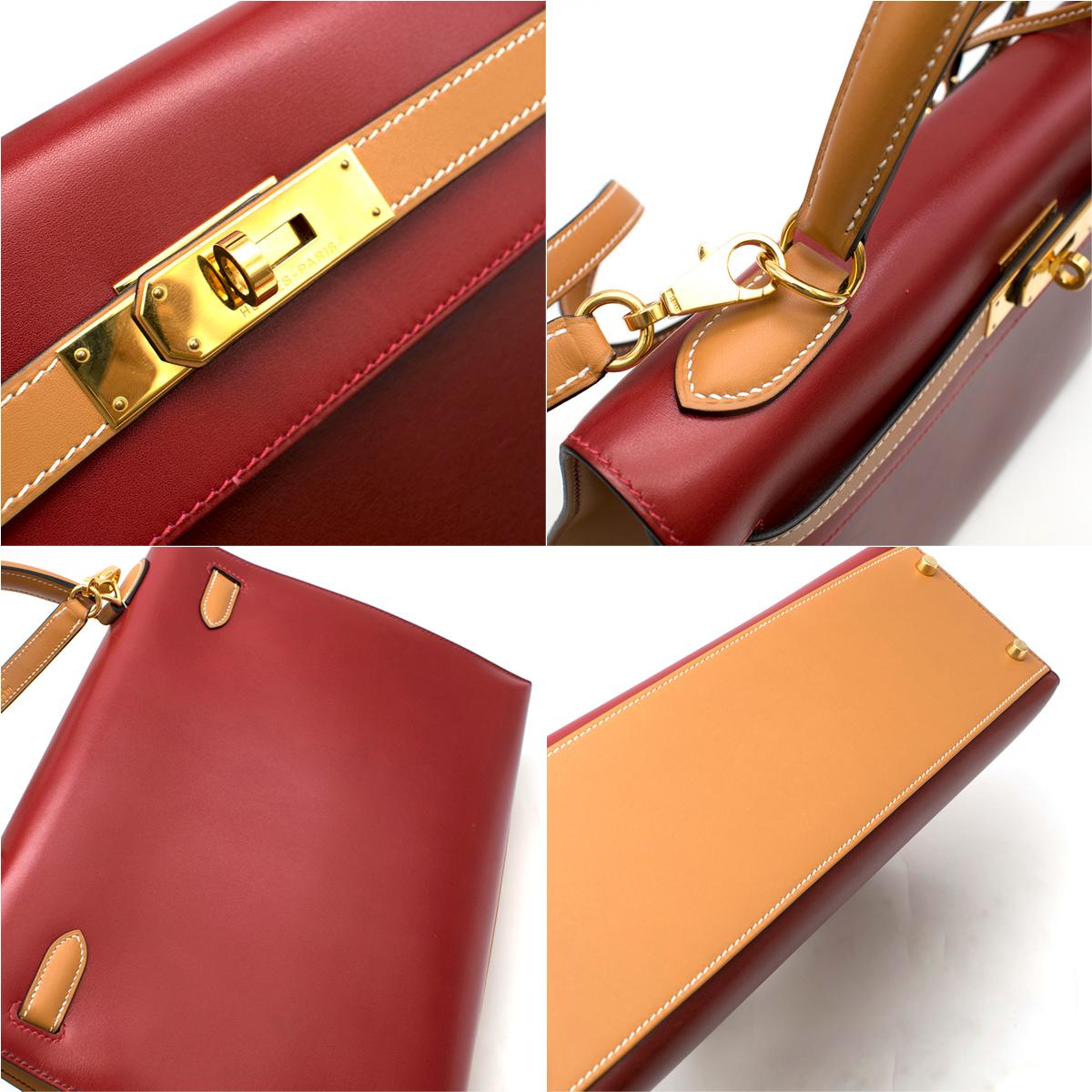 Women's Hermes Vintage Kelly Sellier 28 Tri-Colour Box Leather Bag	