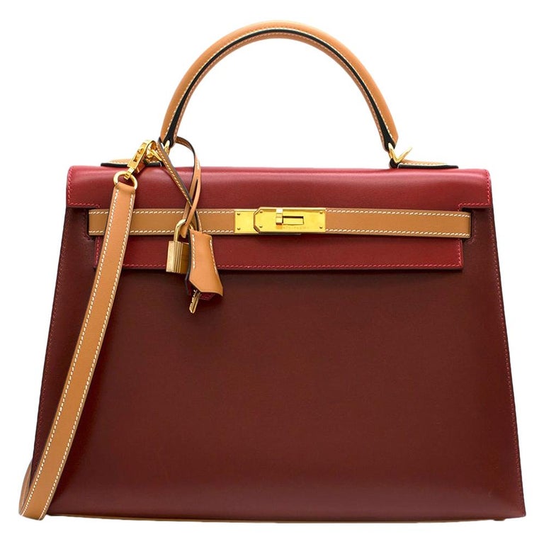 Hermes Vintage Kelly Ier 28 Tri Colour Box Leather Bag