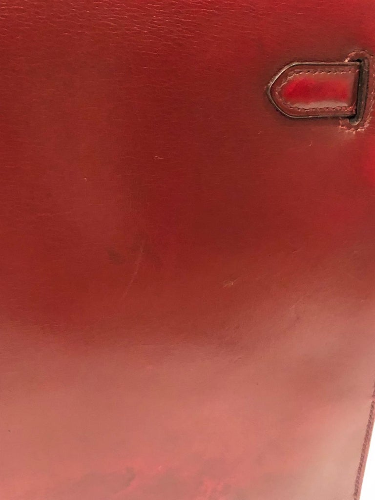 HERMÈS Vintage Kelly Sellier 32 Box Calfskin Iconic 1970s Rouge H - Chelsea  Vintage Couture