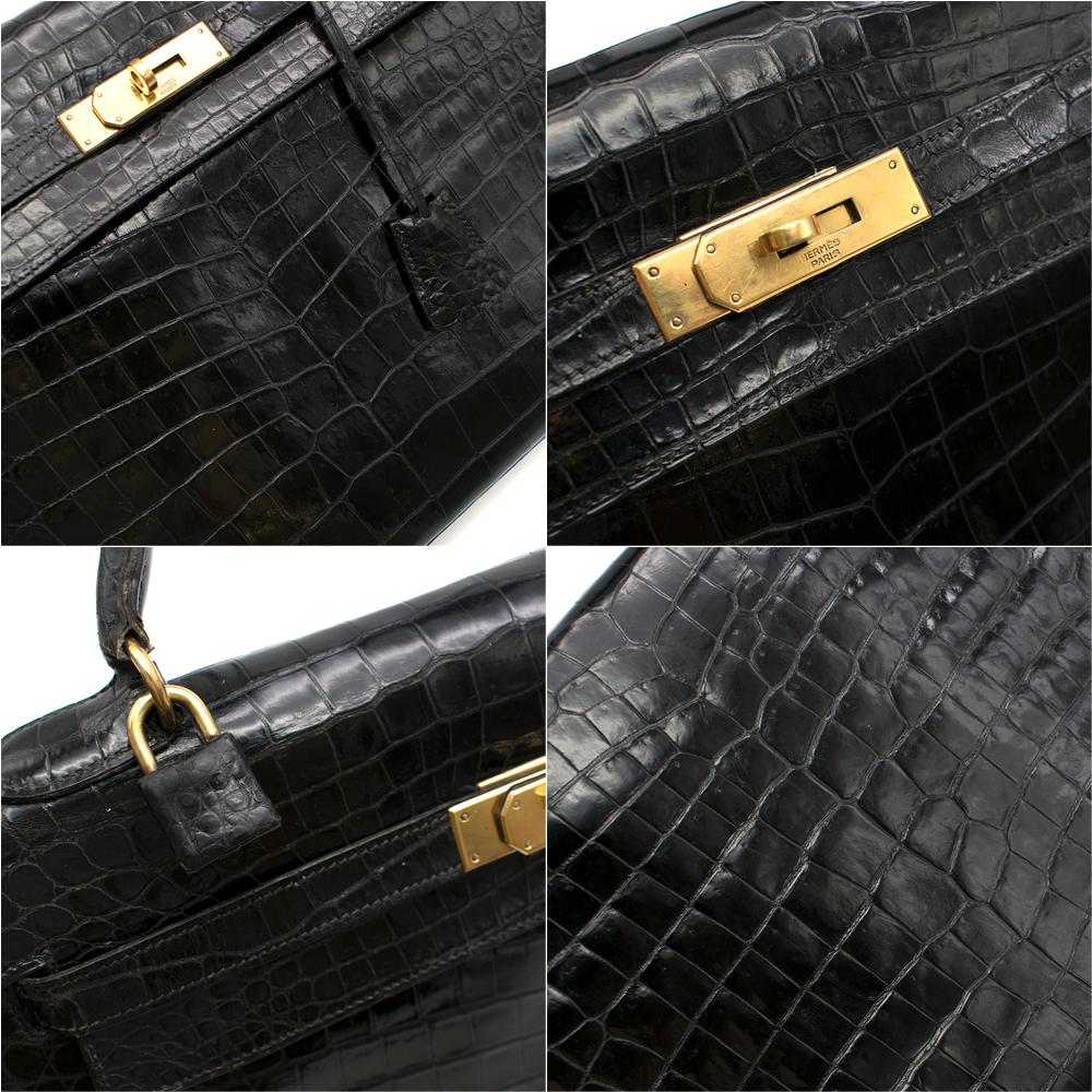Hermès Vintage Kelly Sellier 32 in Black Niloticus Crocodile GHW 4