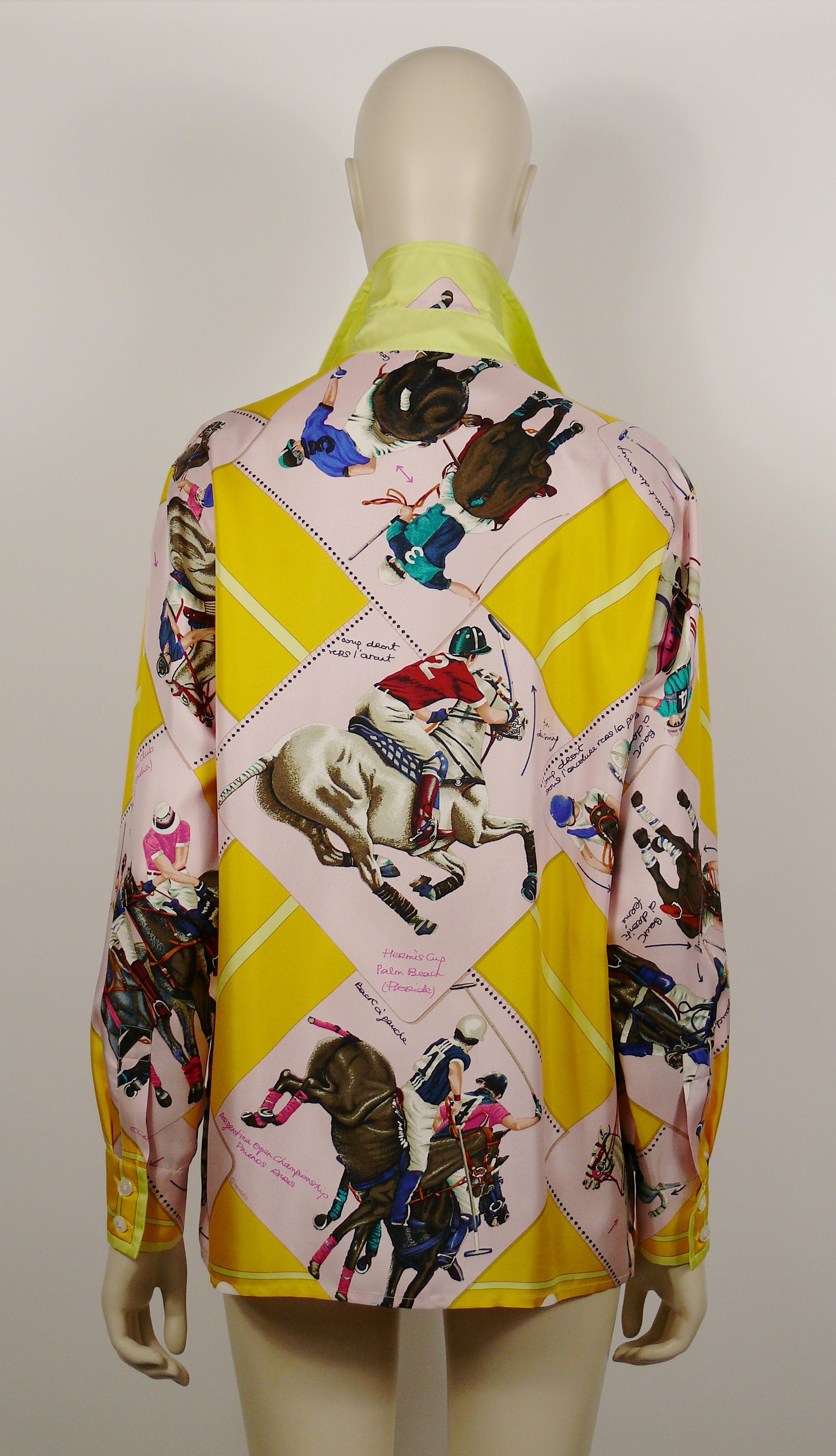 Women's Hermes Vintage Le Monde du Polo Print Silk Shirt