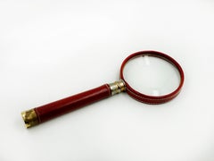 Hermes Vintage Leather and Bronze Desk Magnifying Glass