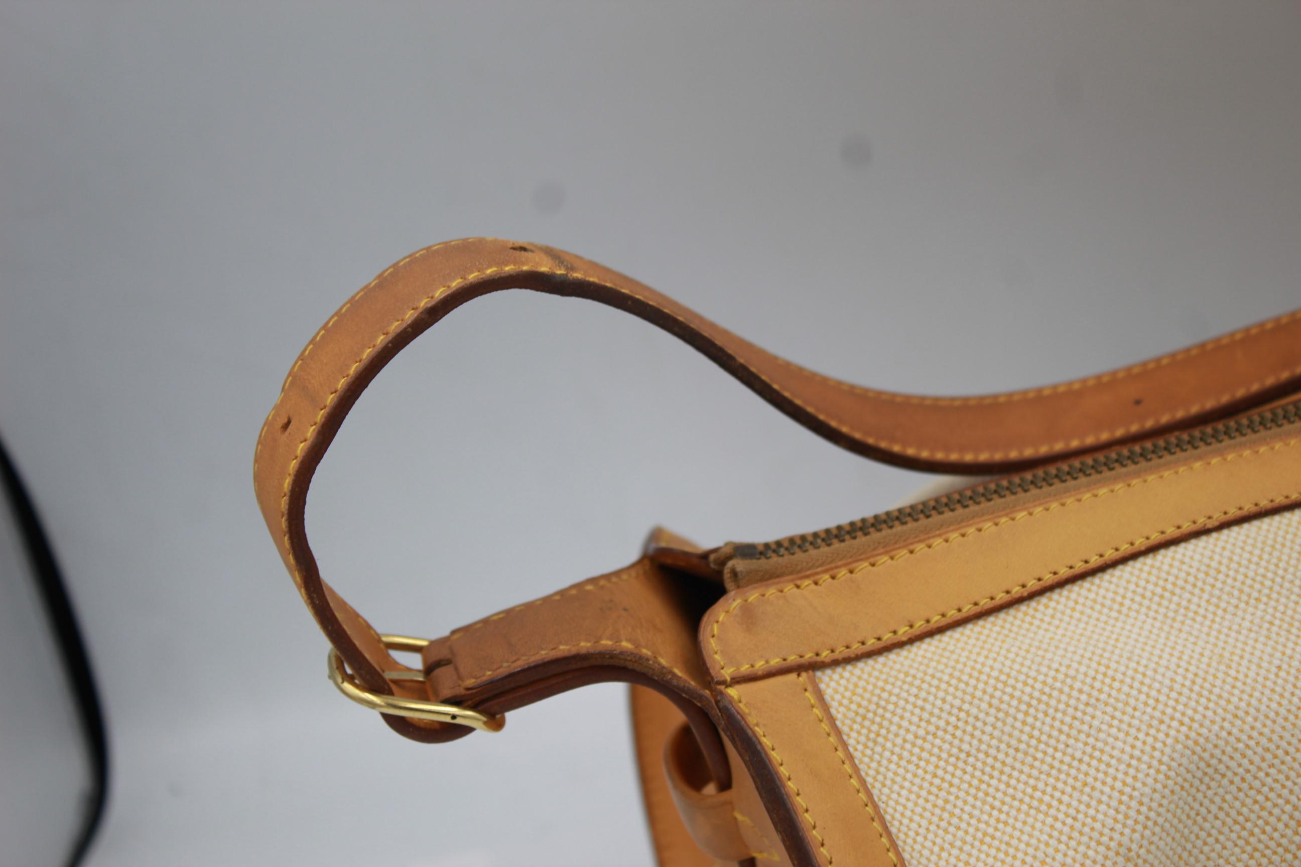 Hermes Vintage leather and canvas tubular bag 