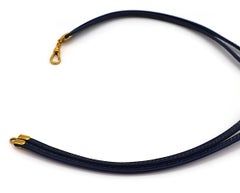 HERMES Vintage Leather & Enamel Medallion Collar Necklace