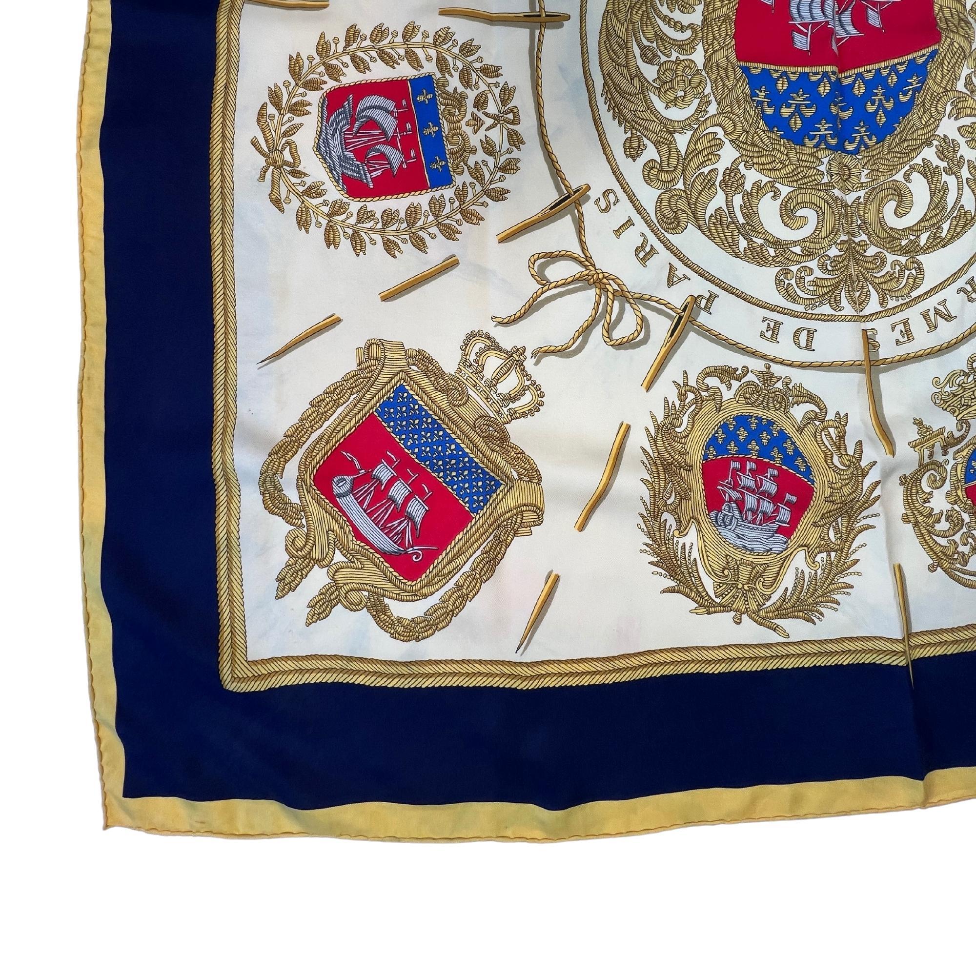Beige Foulard di seta Hermes Vintage 