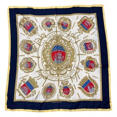 Hermes Vintage "Les Armes De Paris Flvctvat nec Mergitvr" Bufanda de seda Pañuelo de cuello