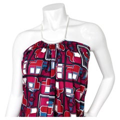 Hermès Vintage Les Coupes Geometric Print Cotton Halter Dress
