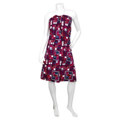 Hermès Vintage Les Coupes Geometric Print Cotton Halter Dress