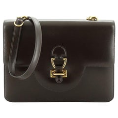 Hermes Vintage Lock Chain Shoulder Bag Leather Small