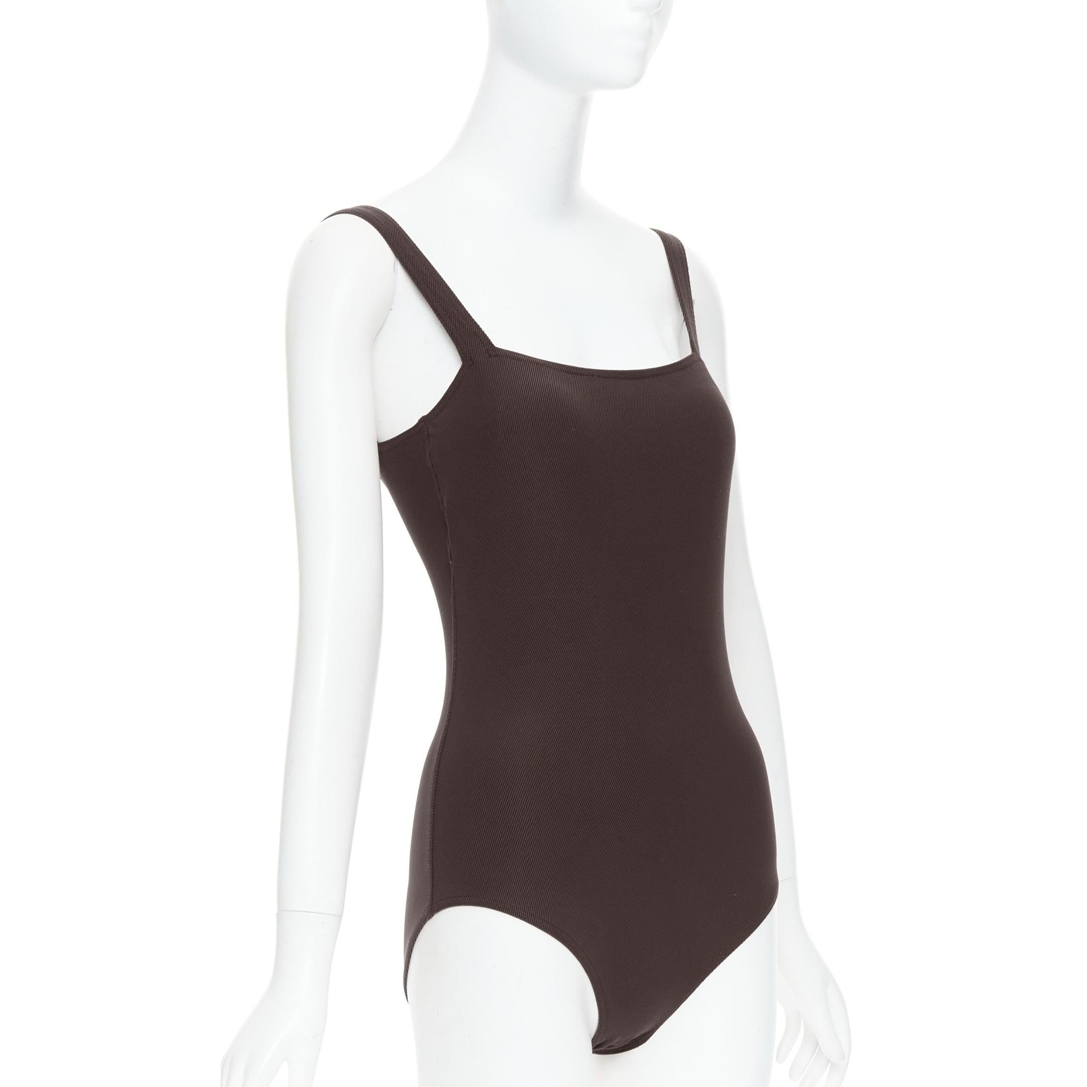 Nero HERMES VINTAGE Martin Martine - body intero in jersey twill marrone FR40 L. in vendita