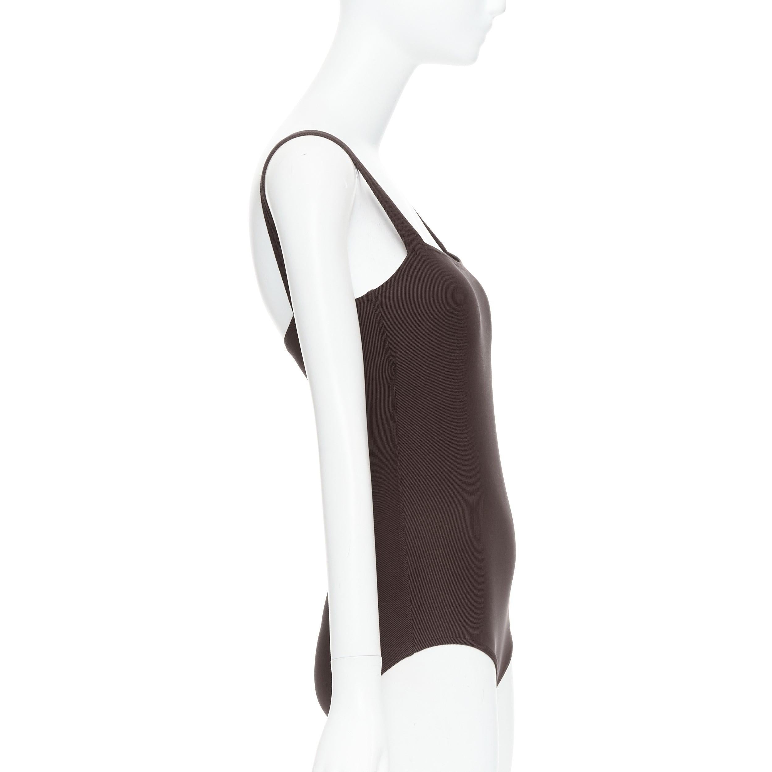Donna HERMES VINTAGE Martin Martine - body intero in jersey twill marrone FR40 L. in vendita