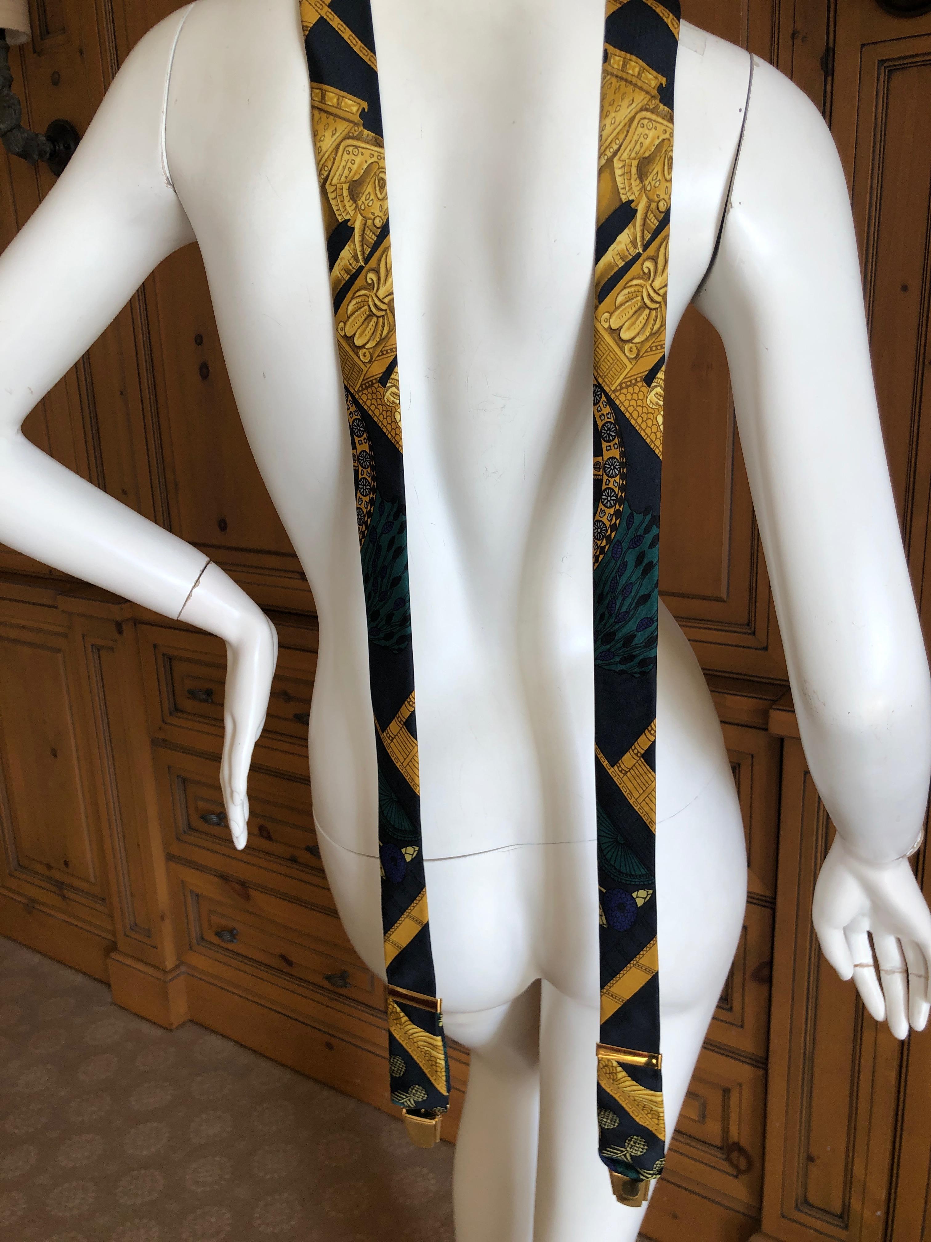 Women's or Men's Hermes Vintage Mens Silk Scarf Suspenders For Sale