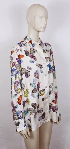 HERMES Vintage Minéraux Silk Shirt Blouse