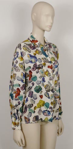 Hermes Vintage Mineraux Silk Shirt Blouse